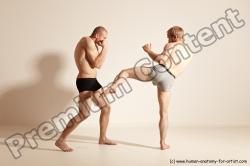 Underwear Martial art Man - Man White Moving poses Slim Short Blond Dynamic poses Academic